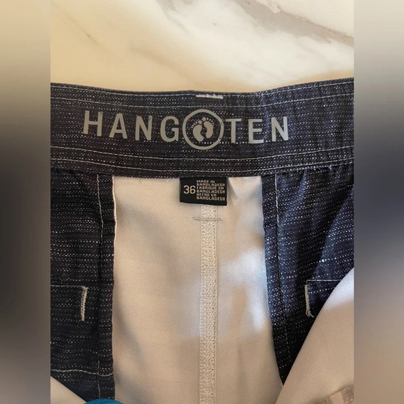 Hang Ten Gray Striped Board Shorts Size 36 Modern Fit Hybrid Swimwear - Picture 4 of 6